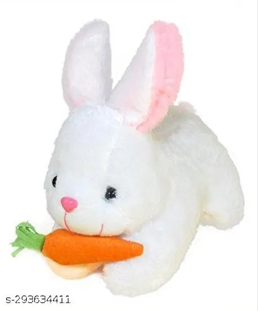 White plush rabbit toy with carrot, soft material, ideal gift for kids s2936441