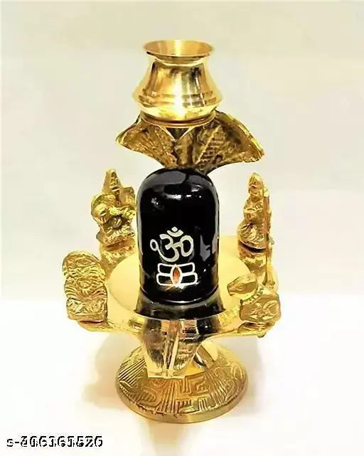 Brass Shivling, Haridwar Trends - Indian-made, handcrafted miniature deity statue, 5cm tall and wide
