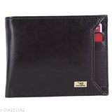 Stylish faux leather wallet for men, solid pattern, 2 compartments, Indian origin, free size (11x8 cm)