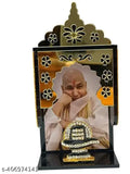 Acrylic golden framed Guruji Car Swaroop with OM Shiv Lingam, ideal for car dashboards and home office decor