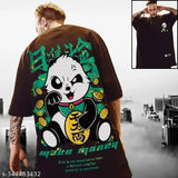 Oversized cotton men's t-shirt with back print, short sleeves, 'Made in India