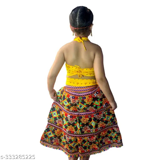 Embroidered cotton blend radha dress for baby girl (0-6M: 20m/12m/1.5m, 6-12M: same size, 12-18M: 23in/15in/1.5in, 4-5Y: 31m/24m/1.5m)