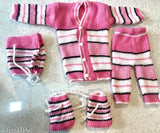 Woolen colorblocked baby sweater set for 0-2 months, random color