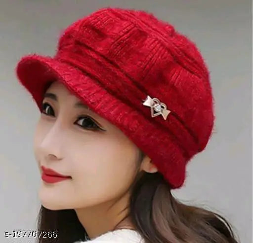 Red knitted winter hat, Samriya brand
