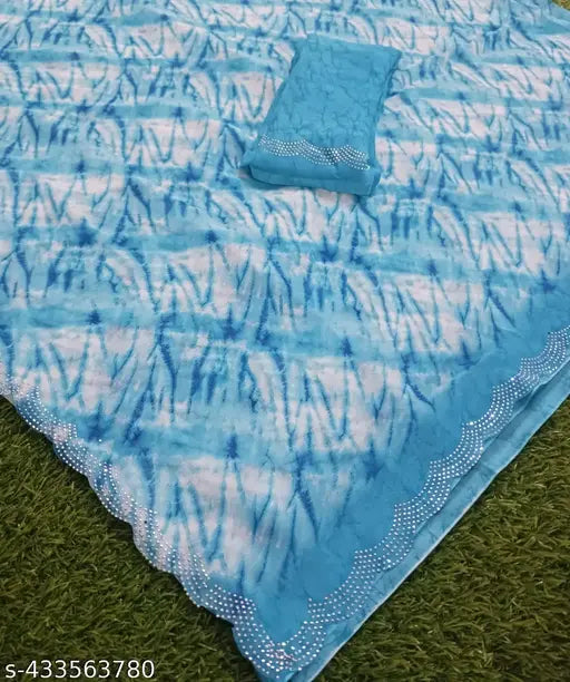 Georgette saree with shibori print and swarovski border