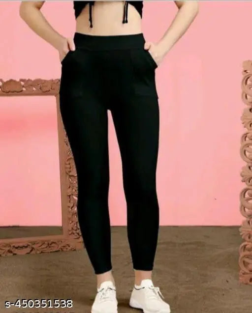 Cotton blend solid jeggings pack of 2 for women, fashionable Indian-made bottom wear with pockets