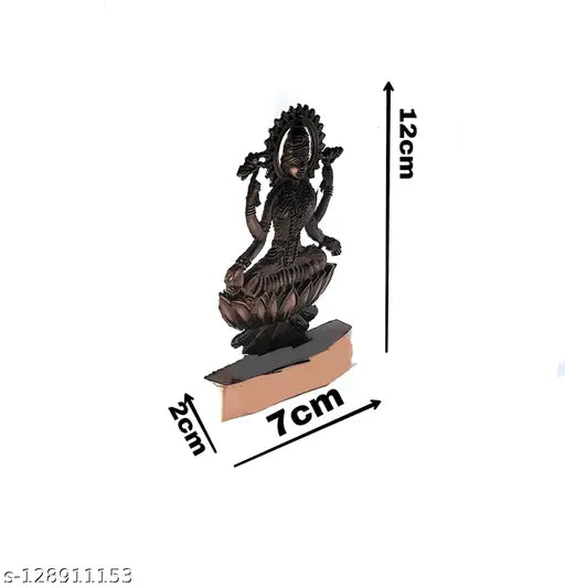 Antique copper LaxmiGanesh Saraswati statues set, auspicious Indian art murti for car dashboard or home decor, 12cm tall