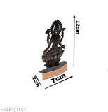 Antique copper LaxmiGanesh Saraswati statues set, auspicious Indian art murti for car dashboard or home decor, 12cm tall