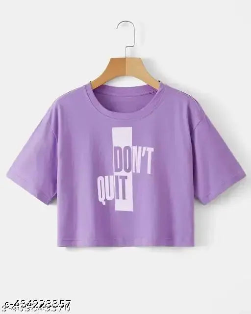 Cotton printed 'LEVENDAR DONT QUIT 99' comfy retro short sleeve women's t-shirt, size XS-30, India origin
