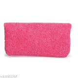 Pink embroidered fabric purse, with two handles
