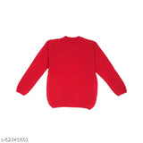 Kids snowman sweater for Christmas, acrylic long sleeves with printed net pattern. For sizes 6-12 months, 3-4 years, and 5-6 years. Made in India