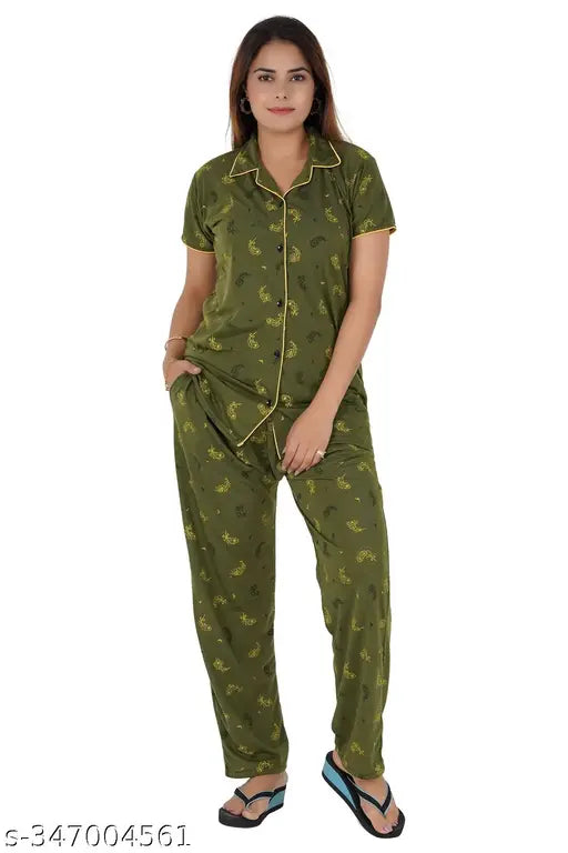 Angrina free size mehndi print sinker cotton half sleeve nightsuit, stylish and comfortable sleepwear set