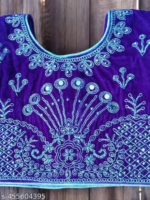 Velvet Kids Lehenga Choli Set without Dupatta, embellished mirror work, 2 years old or above