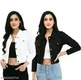 Classic cotton blend waistcoat for women's partywear, solid-colored with long sleeves, available in sizes S, M, L, XL