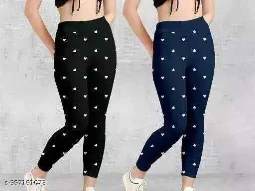Stylish printed cotton ladies jegging combo pack of 2, featuring various sizes from 26in to free size