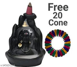 Handcrafted Adi Shankara resin backflow incense holder with Lord Adiyogi, Mahadev, Shiv decorative showpiece and 11 free backflow incense cones. Indian artisan-made smoke fountain showpiece for spiritual ambiance