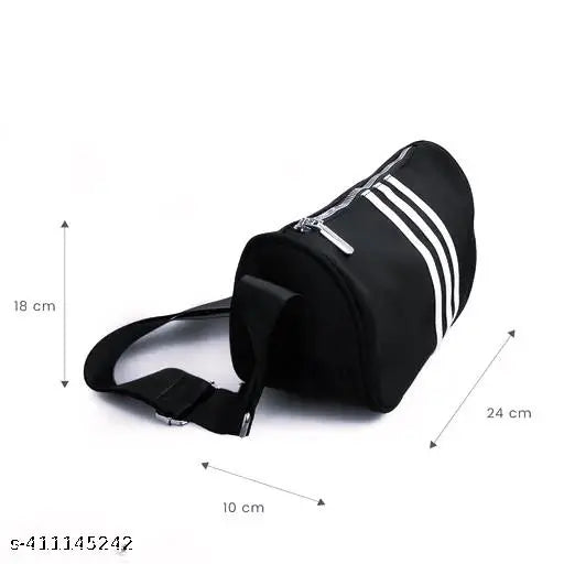 Black waterproof hiking waist bag for casual travel, sling bag with multiple pockets, strap length 10cm