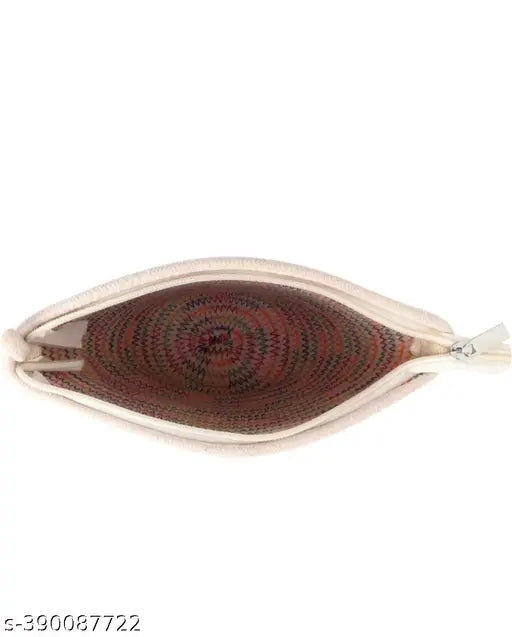 Cross body sling bag with jute material, multiple pockets and compartments