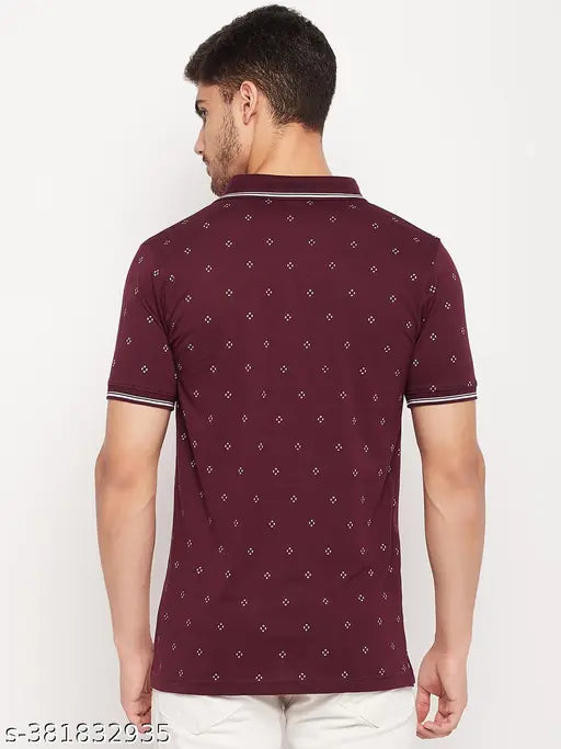 Unberrry men's cotton blend polo t-shirt with printed design, short sleeve, size M (40in chest/27in length)