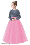Trendy velvet and net sequin party dress for girls, embroidered with long sleeves, available in various sizes from 3-4 to 15-16 years (India origin)
