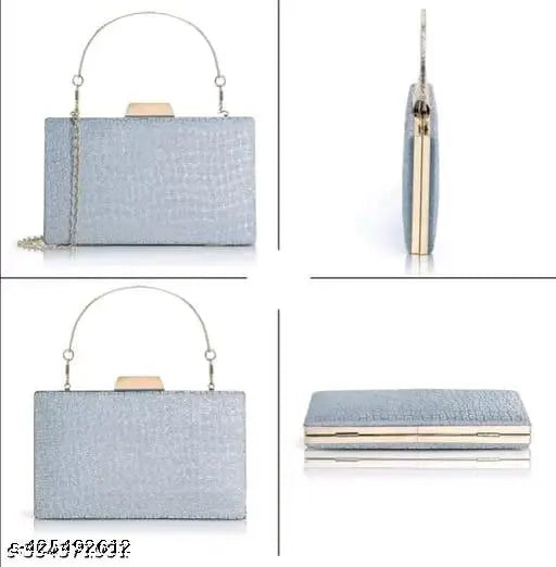 Silver metal clutch with multiple pockets and a zip closure, suitable for weddings or formal events