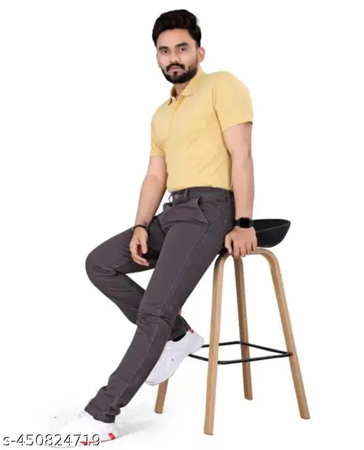 Brown men's jeans with a slim fit