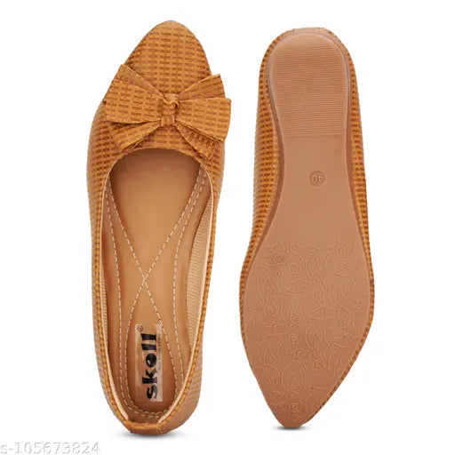 Textured synthetic leather slip-on bellies from Skoll Brand, stylish women's footwear for casual & party wear