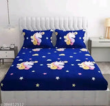 Elastic cotton unicorn double bedsheet with 2 pillow covers, superfine quality for summer use by adults. Made in India