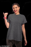 Gray cotton oversized short sleeve t-shirt for girls