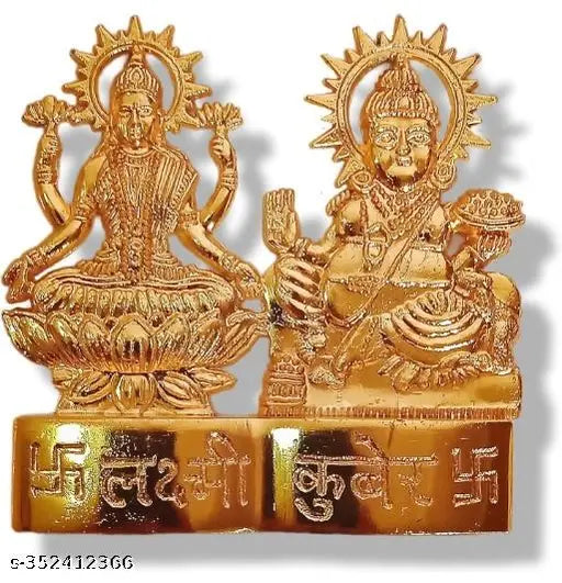 Crystal Brass Lakshmi-Kuber idol, traditional Indian home decor for puja, ensures prosperity and wealth