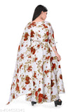 Wonderful floral patterned long dress with sleeves and long train, suitable for all ages from 56 to 1011 years