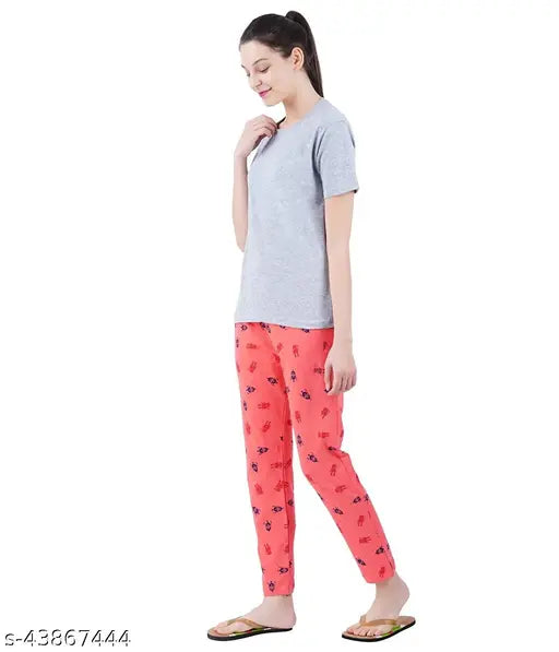 Womens printed pyjama pants in red and black pattern, pack of 2