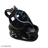 Jiyansh creation combo pack, black ceramic backflow fountain and smoke fountain, incense holder with 30 backflow incense cones