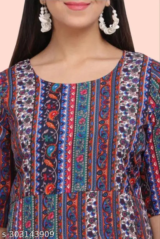Crepe print Kurti with three-quarter sleeves, Indian women's fashion, single sizes available from S to XXL