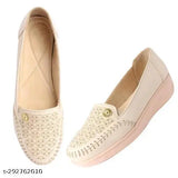 Cream leather 126CREAM slip-on shoes with floral embellishments.