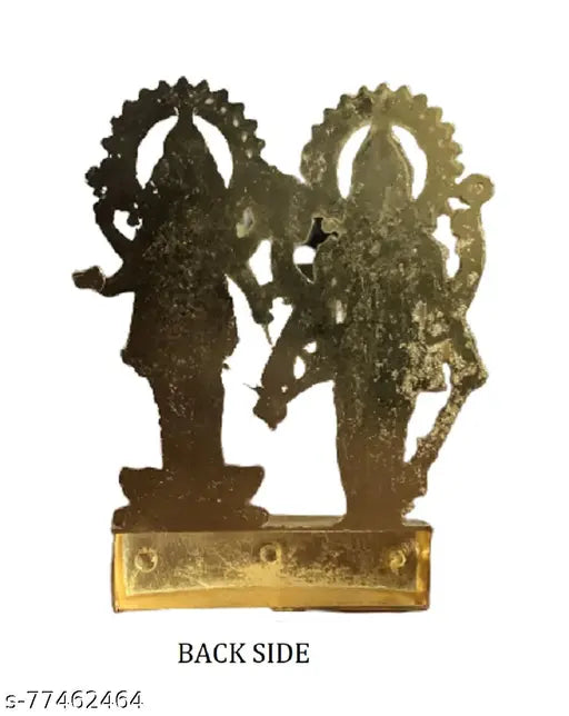 Brass Lord Lakshmi ji & Vishnu Jishri laxminarayan decorative showpiece, gold-toned idol (10cm)
