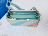 Sky blue crochet sling bag, zip closure