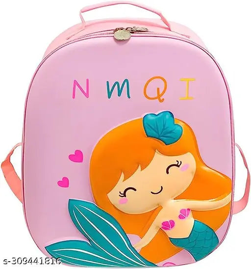 Pink mermaid-patterned nylon preschool bag, adjustable shoulder strap, waterproof, durable for kids aged 2-4 years, perfect travel or daycare accessory