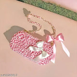 Handmade pink satin clutch with ribbon, exclusive design