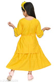 Cotton printed net girl's dress, three-quarter sleeve, 3-4 years size, Indian origin
