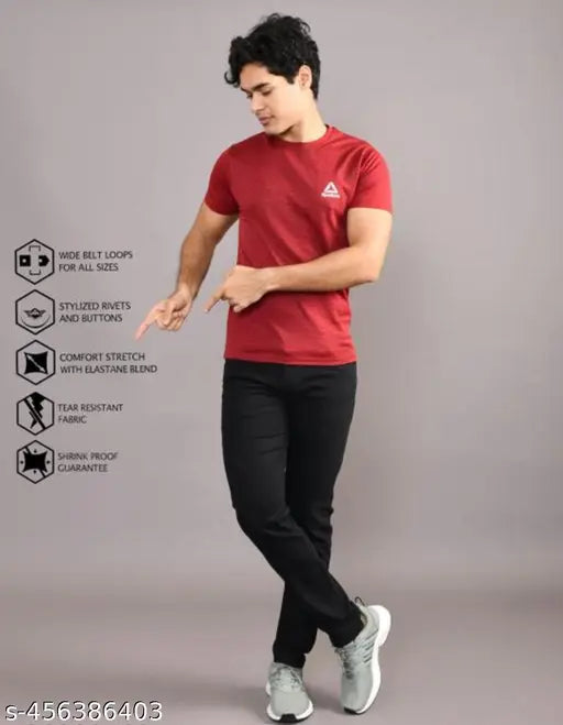 Stylish men's black denim jeans - versatile wardrobe staple for modern fashion, solid pattern, durable and comfortable