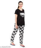 Women's cotton printed night suit set (pack of 1), short sleeves pyjamas with vibrant patterns on display