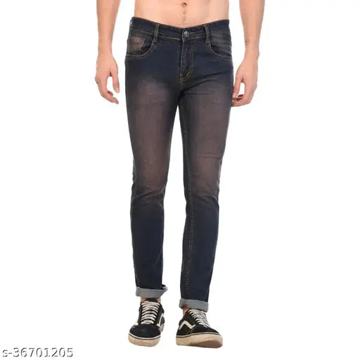 Polycotton solid jeans for men, fashionable Fashionista brand with sizes 30, 32, 34, 36, made in India
