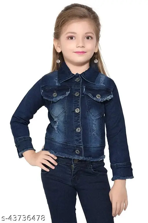 Girls' blue denim jacket pack of 1