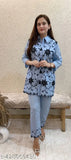 Blue cotton embroidered Ashnaina coord set, perfect for formal and party wear, India-origin fashion on trend for special occasions