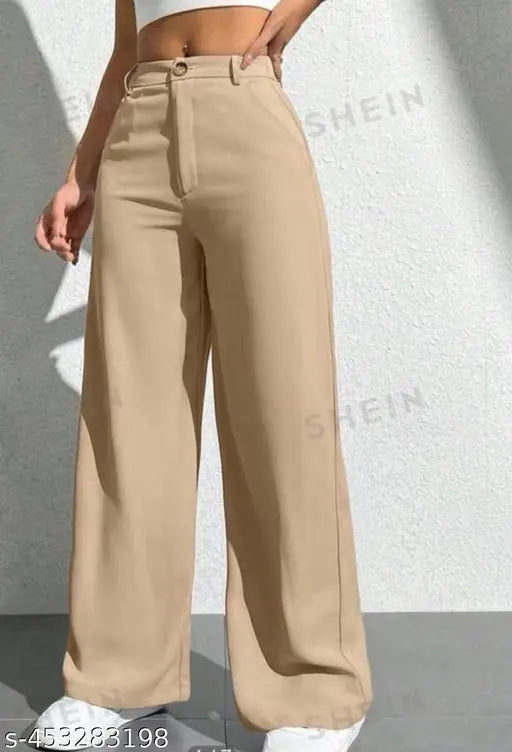 Women's khaki wide-leg trousers