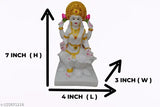 Marble White Laxmi Murti 7 inch, intricately detailed Indian Ganesh-Laxmi idol