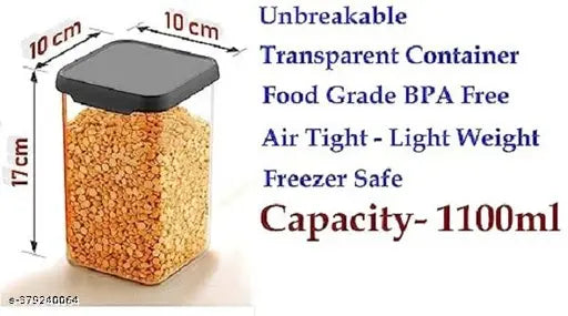 Transparent 1100ml Air Tight BPA Free Storage Jar Container Set