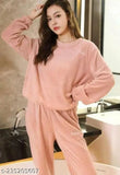 Trendzilla loose fit soft night suit, polyester pyjamas with long sleeves in solid color, available in S, M, L, XL - premium quality guaranteed