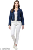 Solid denim regular jacket for women, long sleeves, India origin, great for casual wear